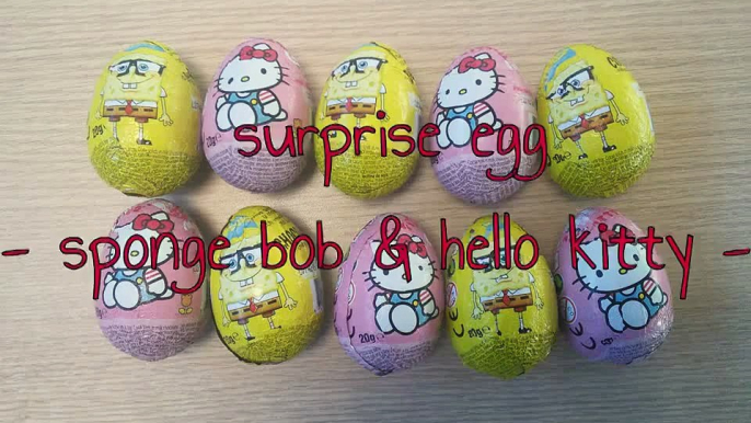 10 surprise eggs unboxing   Hello Kitty & Sponge Bob   jajko z niespodzianka