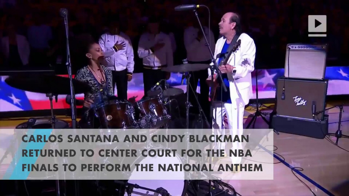 NBA Finals: Carlos Santana performs the National Anthem before Game 2