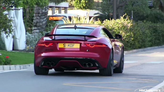 STG's INSANE Jaguar F-Type R w- Quicksilver Exhaust in Monaco LOUD Accelerations  BACKFIRES!