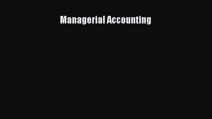 PDF Managerial Accounting  EBook