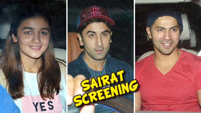 (video)Bollywood Actors At The Special Screening Of SAIRAT | Ranbir Kapoor, Varun Dhawan, Alia Bhatt