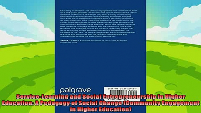 favorite   ServiceLearning and Social Entrepreneurship in Higher Education A Pedagogy of Social