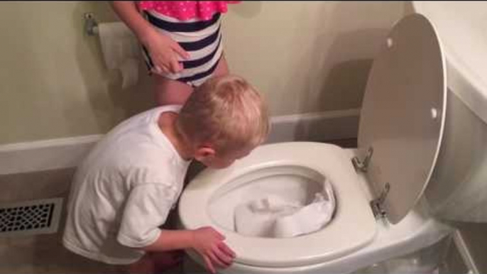Mother Finds Kids Stuffing Toilet Paper Into the Toilet Bowl