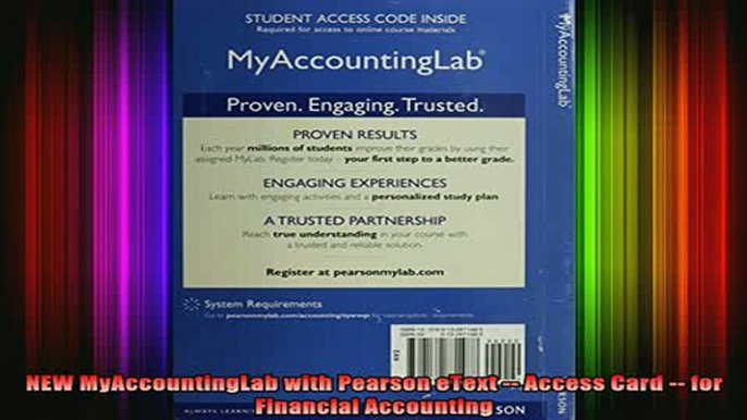 READ book  NEW MyAccountingLab with Pearson eText  Access Card  for Financial Accounting Full EBook