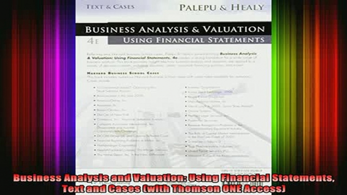 READ book  Business Analysis and Valuation Using Financial Statements Text and Cases with Thomson Full Free