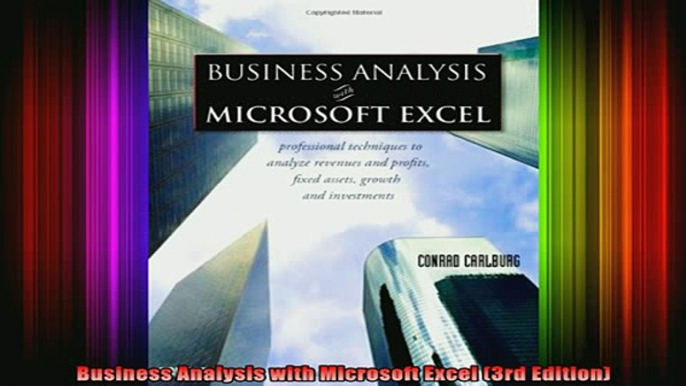 DOWNLOAD FREE Ebooks  Business Analysis with Microsoft Excel 3rd Edition Full EBook