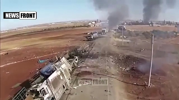 Exclusive footage of destroyed ISIS convoy in Syria after the Russian airstrikes