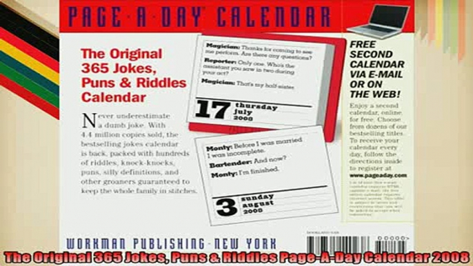Free PDF Downlaod  The Original 365 Jokes Puns  Riddles PageADay Calendar 2008 READ ONLINE