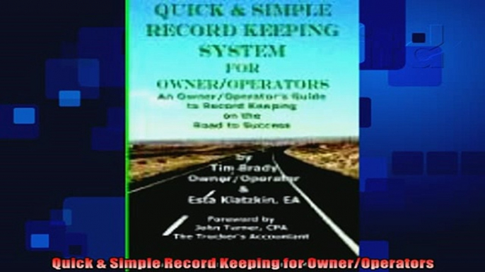 different   Quick  Simple Record Keeping for OwnerOperators