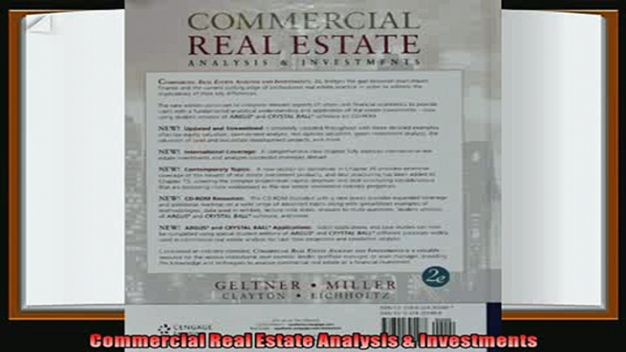 there is  Commercial Real Estate Analysis  Investments