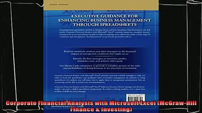 behold  Corporate Financial Analysis with Microsoft Excel McGrawHill Finance  Investing