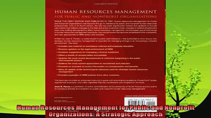 complete  Human Resources Management for Public and Nonprofit Organizations A Strategic Approach