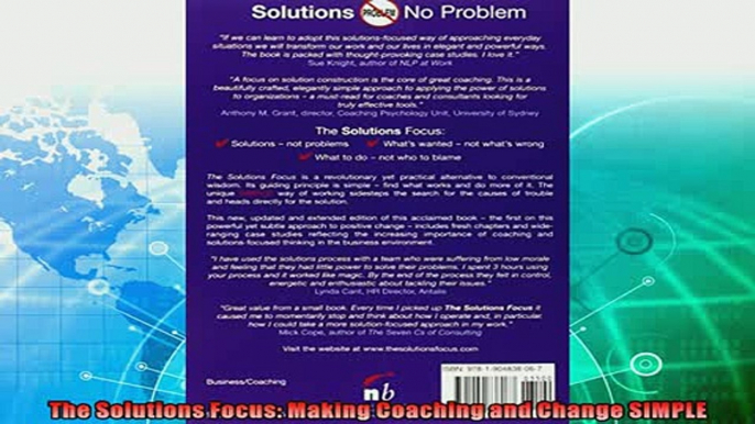 behold  The Solutions Focus Making Coaching and Change SIMPLE