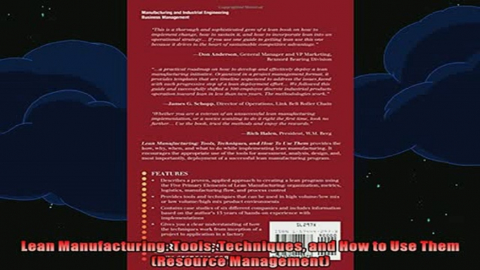 READ book  Lean Manufacturing Tools Techniques and How to Use Them Resource Management Full Ebook Online Free