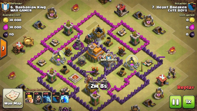 Clash Of Clans - War Attack - Against CUTE BOYS Clan -  Wizard & Minion Attack 26-06-2016 - th7