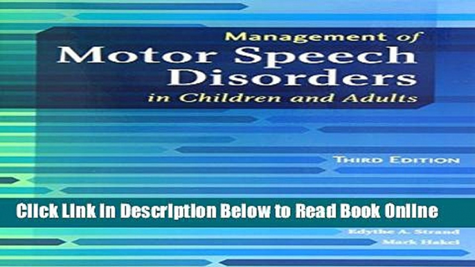 Download Management of Motor Speech Disorders in Children and Adults  Ebook Online