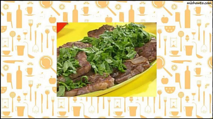 Recipe T-Bone Steaks with Chopped Green Garni, Broiled Tomatoes with Cheese, Olives and Herbs