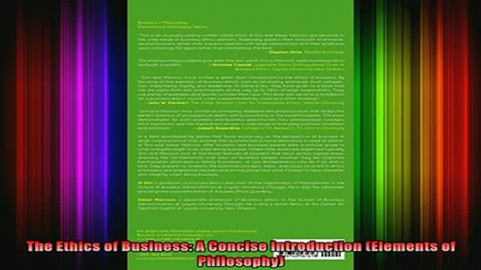 READ book  The Ethics of Business A Concise Introduction Elements of Philosophy Full Free