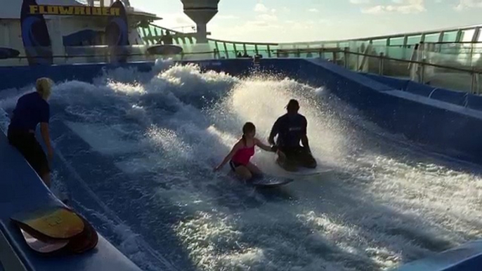 Enjoying Flowrider on Royal Caribbean Navigator of the Seas