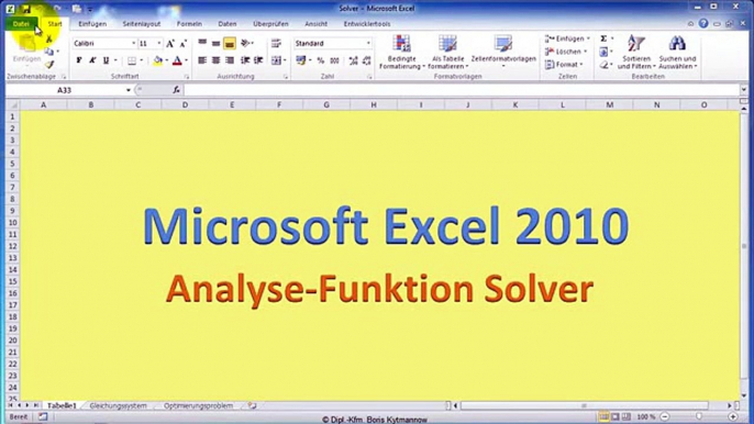 Lektion 23 Excel 2010 Solver | Informatik | Informationstechnik