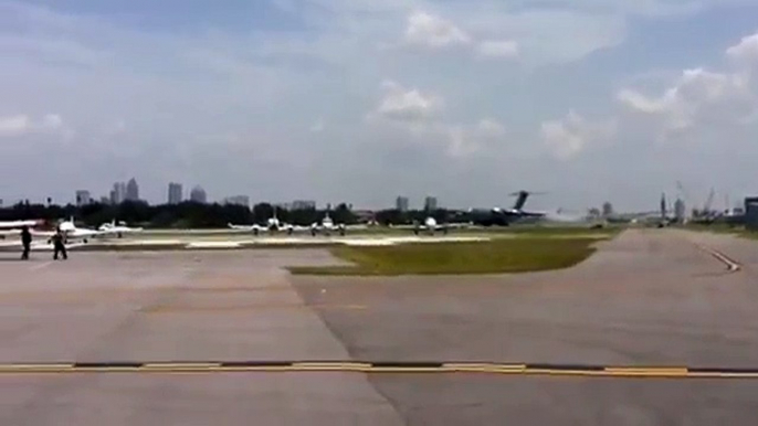 Air Force C-17 Globemaster III surprise landing at Peter O. Knight Airport on Davis Island