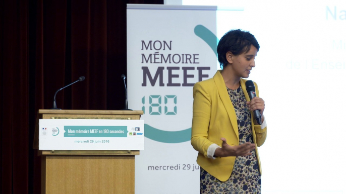[ARCHIVE] "Mon mémoire MEEF en 180 secondes" : discours de Najat Vallaud-Belkacem