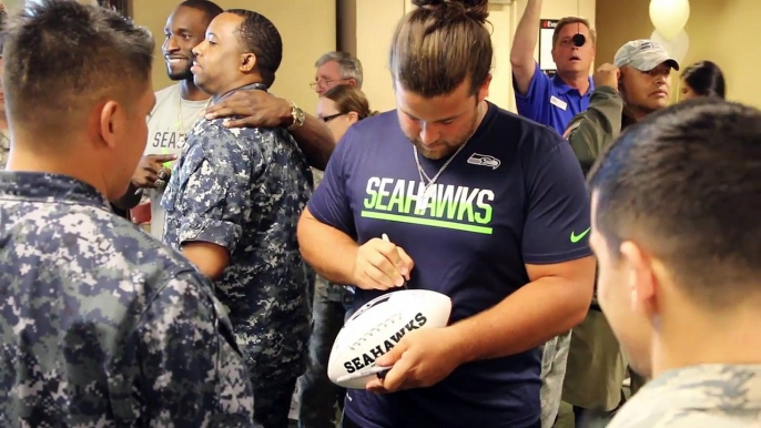 Seahawks visit troops in Portland