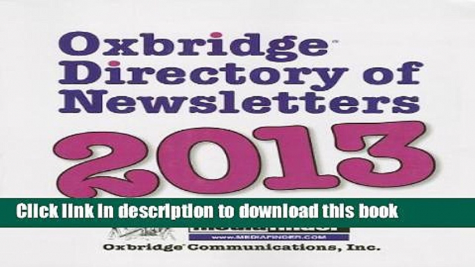 Download Oxbridge Directory of Newsletters 2013 Ebook Online