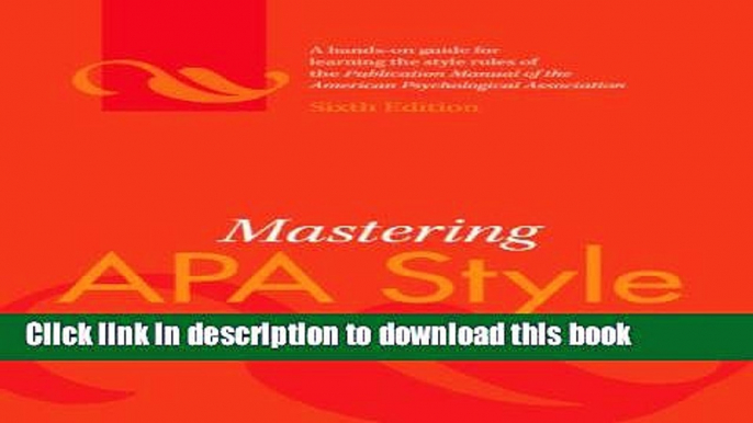 Read Mastering APA Style: Student s Workbook and Training Guide Ebook Free