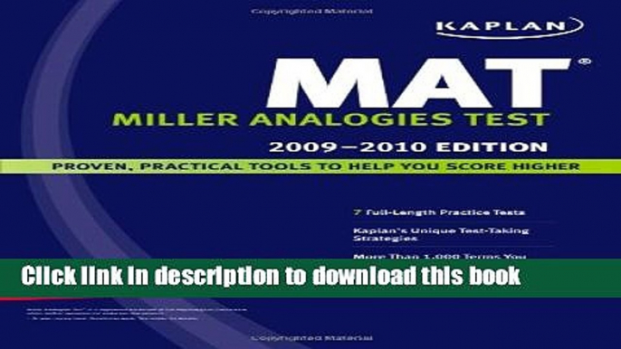 Download Kaplan MAT, 2009-2010 Edition (Kaplan Mat) PDF Free