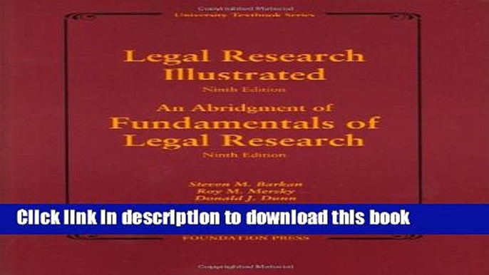 [PDF]  Legal Research Illustrated 9th Edition (University Textbook Series)  [Download] Full Ebook