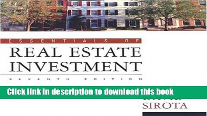 Download Books Essentials of Real Estate Investment Ebook PDF