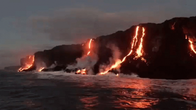 Tourists Flock to See Kilauea Volcano Lava Flow Into Ocean