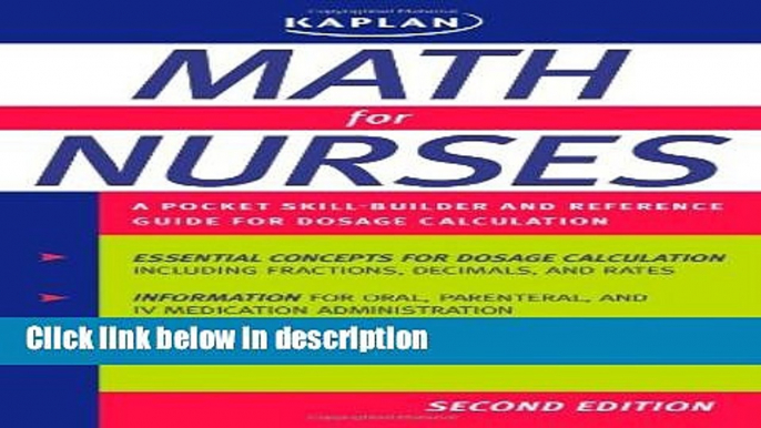 Books Math for Nurses: A Pocket Skill-Builder and Reference Guide for Dosage Calculation Full Online