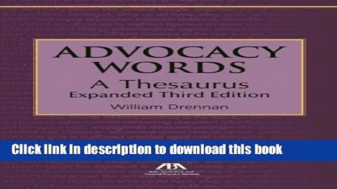 Books Advocacy Words, A Thesaurus Full Online