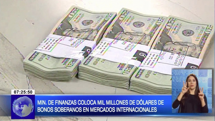 Ministerio de Finanzas coloca mil millones de dólares de bonos soberanos en mercados internacionales