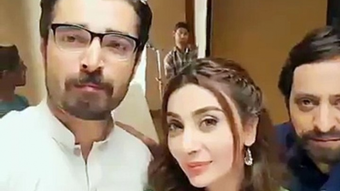 Hamza Ali Abbasi ,  Ayesha Khan & Ali Miraj On The set of Man Mayal