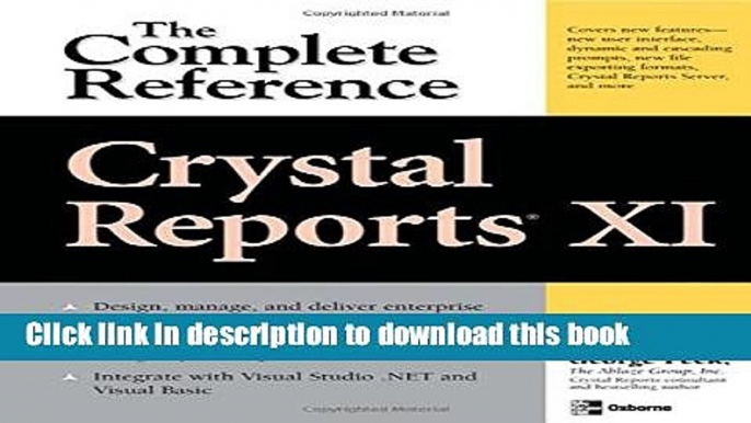 PDF Crystal Reports XI: The Complete Reference Free Books