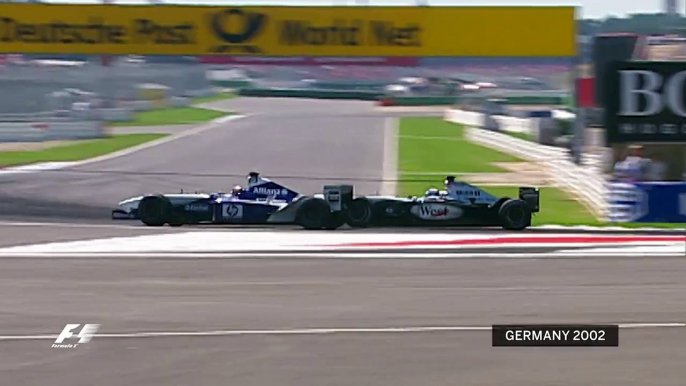 Juan Pablo Montoya and Kimi Raikkonen Battle (German Grand Prix F1 2002)