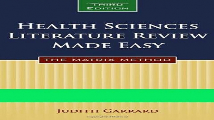 Read Books Health Sciences Literature Review Made Easy: The Matrix Method ebook textbooks