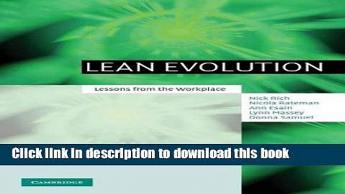 Books Lean Evolution: Lessons from the Workplace Free Online