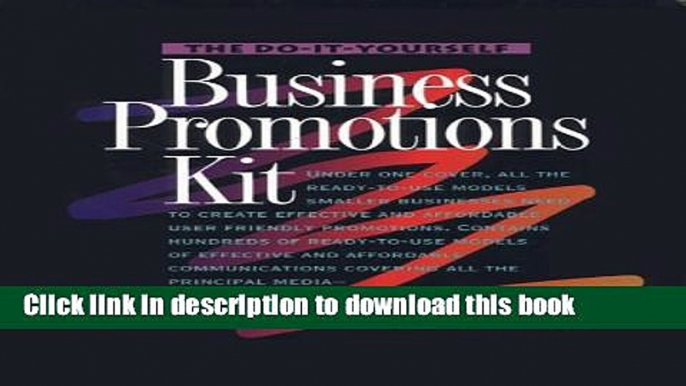 PDF  The Do-It-Yourself Business Promotions Kit  Free Books