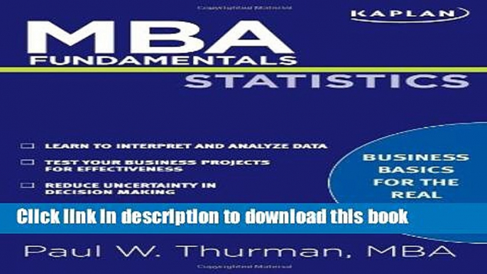 Books MBA Fundamentals Statistics (Kaplan MBA Fundamentals) Free Online