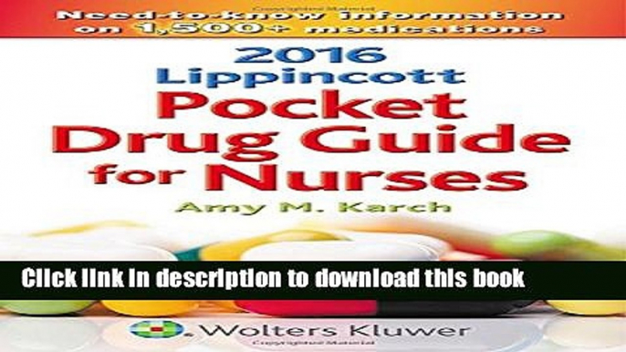 Ebook 2016 Lippincott Pocket Drug Guide for Nurses Full Download