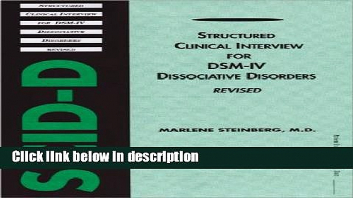 Books Structured Clinical Interview for Dsm-IV Dissociative Disorders (Scid-D) (5 book pack) Full