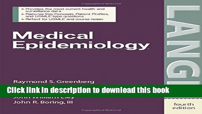 Books Medical Epidemiology (LANGE Basic Science) Free Download