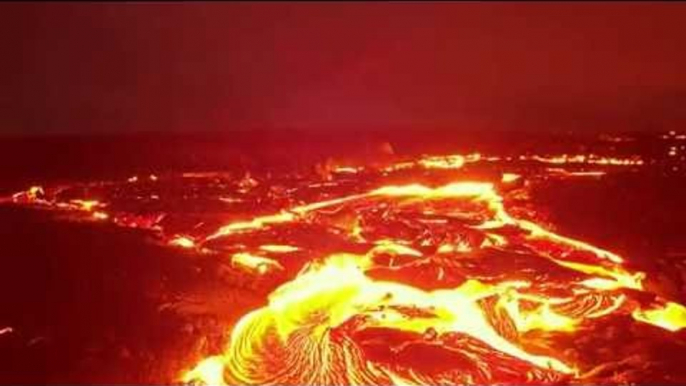 River of Lava Flows From Puʻu ʻŌʻō Vent of Hawaii's Kilauea Volcano