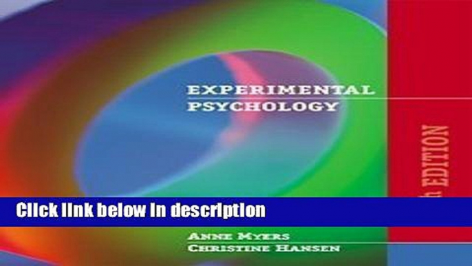 Books Experimental Psychology (with InfoTrac) Free Online