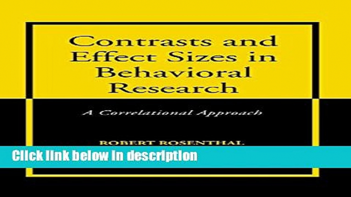 Ebook Contrasts and Effect Sizes in Behavioral Research: A Correlational Approach Full Online