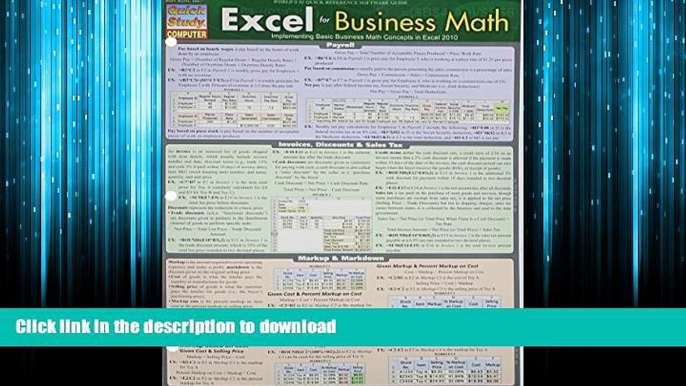 PDF ONLINE Excel For Business Math (Quick Study: Computer) FREE BOOK ONLINE